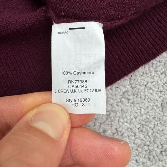 J.Crew Italian Cashmere Crew Neck Pullover Sweater Women Small Maroon 3/4 Sleeve - Picture 5 of 13